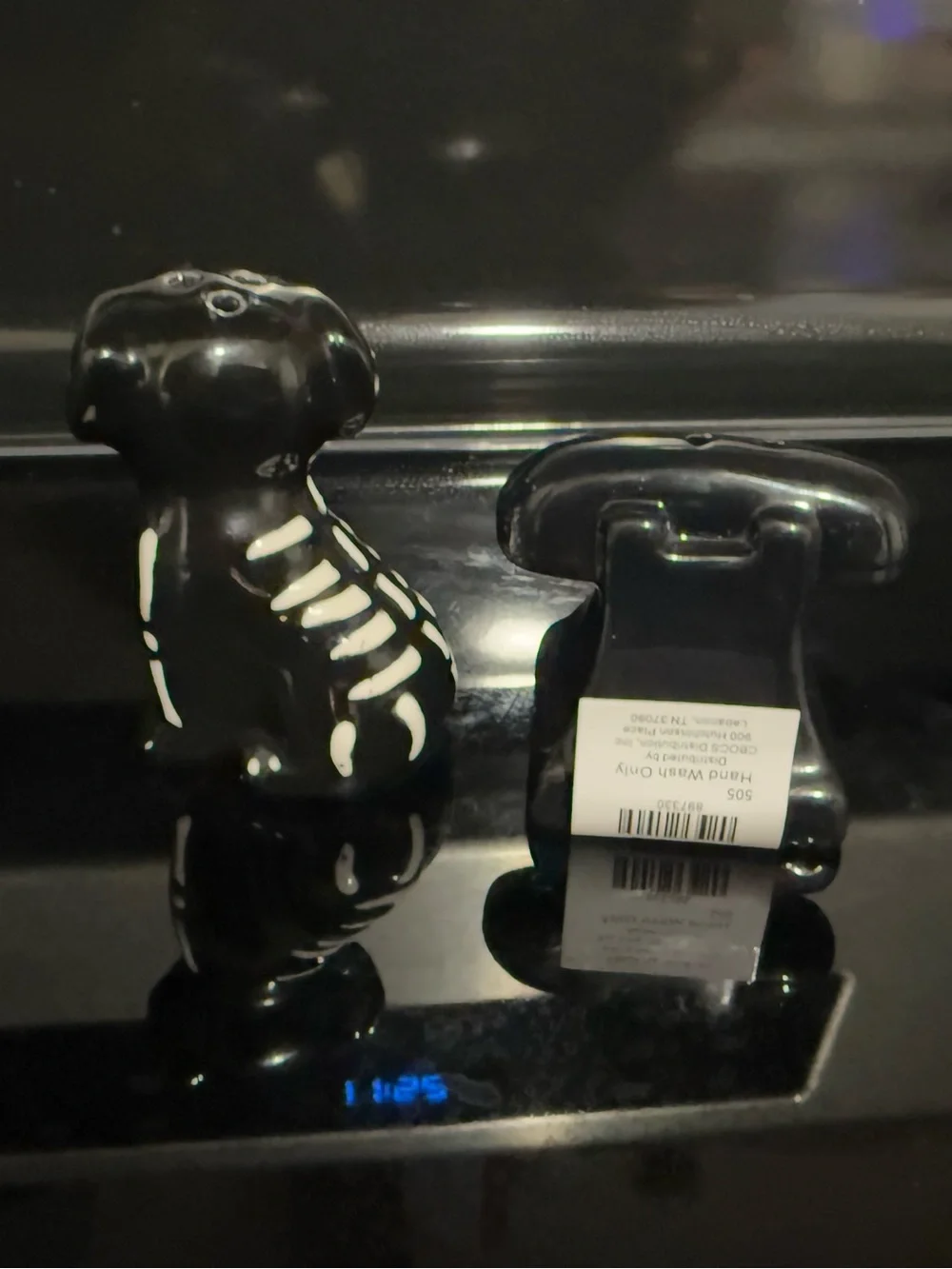 Mini Halloween Salt and Pepper Shakers- dia de Los Muertos and goth retro phone